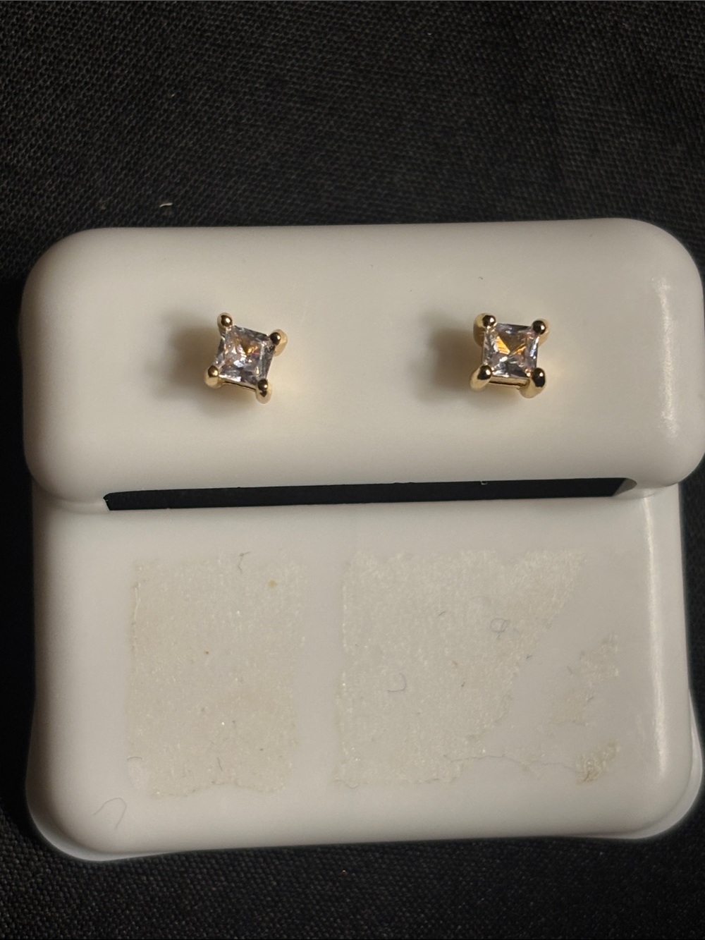 Dainty Gold Cubic Zirconia Princess Cut Stud Earrings - Classic Jewelry